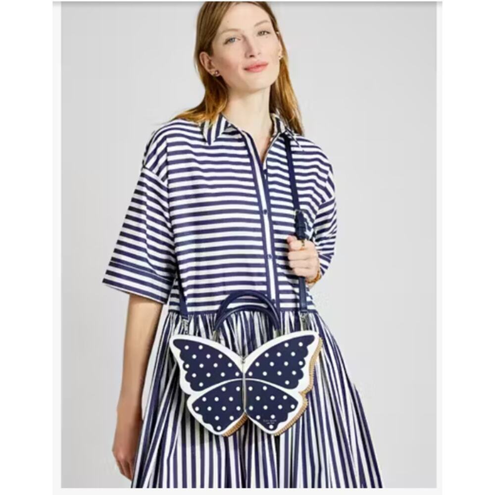 Kate Spade Wing It Polka Dot Wicker Butterfly Satchel - Brand New & Rare‎ - Picture 2 of 14